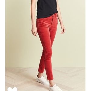 Rag & Bone High Rise Velvet Skinny Chili Pepper